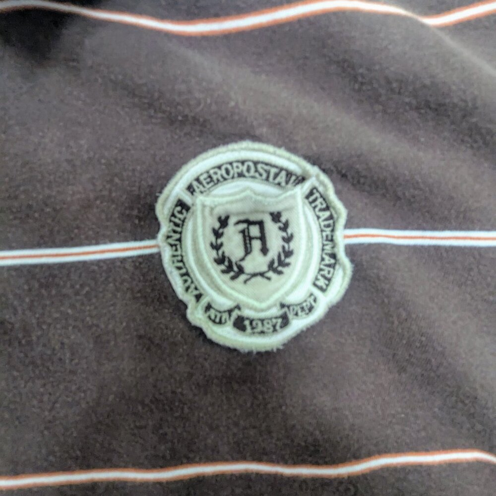 Aeropostale Men’s Brown striped large vintage polo shirt size large